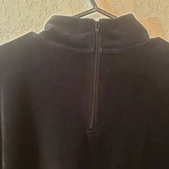 The Tog Shop Womens Mock Neck Velour Top Size Large Black - Picture 8 of 10